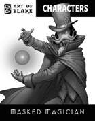Character Stock Art - Masked Magician - Greyscale