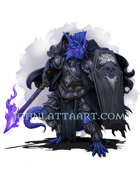Character Art - Sapphire Dragonborn Death Cleric - RPG Stock Art