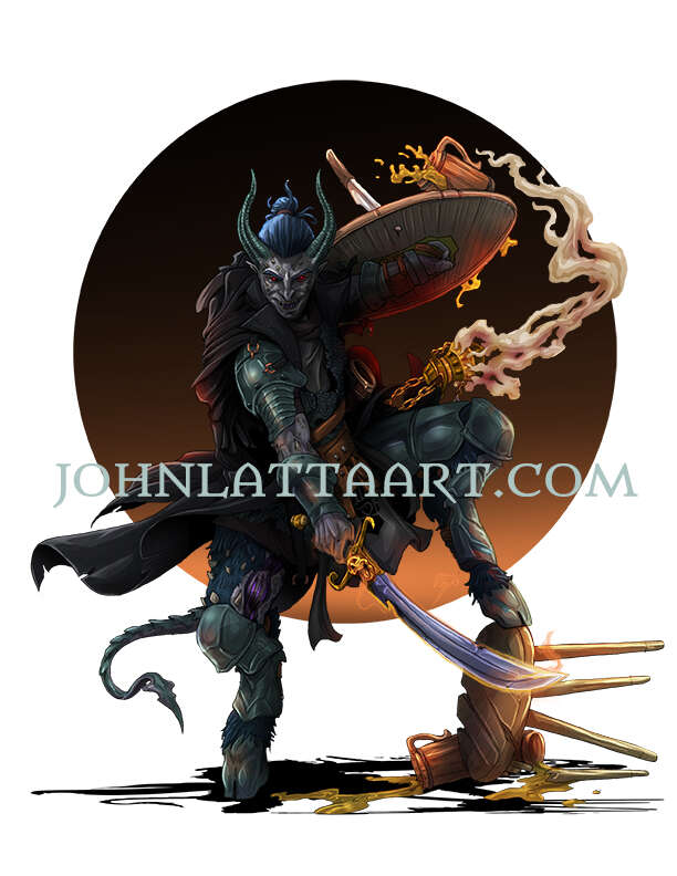 Character Art - Feral Tiefling Blackguard - RPG Stock Art - John Latta ...