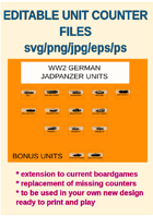 EDITABLE VECTOR GRAPHIC WW2 GERMAN JAGDPANZER  Unit Counters for replacement and extension of your own boardgames