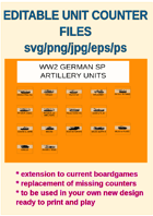 EDITABLE VECTOR GRAPHIC WW2 GERMAN SP ARTILLERY  Unit Counters for replacement and extension of your own boardgames