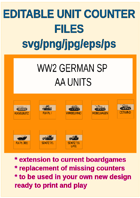 EDITABLE VECTOR GRAPHIC WW2 GERMAN SP AA Unit Counters for replacement and extension of your own boardgames