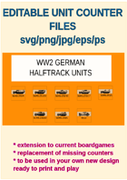 EDITABLE VECTOR GRAPHIC WW2 GERMAN HALFTRACK UNIT Counters for replacement and extension of your own boardgames