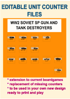 EDITABLE VECTOR GRAPHIC WW2 SOVIET SP-GUN & TD Unit Counters for replacement and extension of your own boardgames