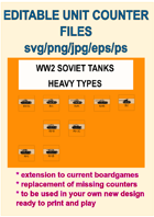 EDITABLE VECTOR GRAPHIC WW2 SOVIET HVY TANK  UNITS Counters for replacement and extension of your own boardgames