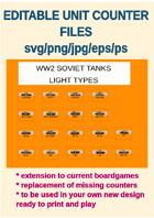 EDITABLE VECTOR GRAPHIC WW2 SOVIET LT TANK Unit Counters for replacement and extension of your own boardgames