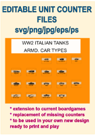EDITABLE VECTOR GRAPHIC WW2 ITALIAN TANK AND ARMD CAR Unit Counters for replacement and extension of your own boardgames