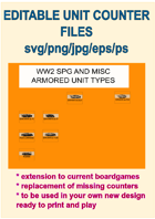 EDITABLE VECTOR GRAPHIC WW2 ITALIAN SP-GUN AND MISC ARMD Unit Counters for replacement and extension of your own boardgames