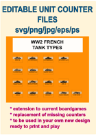 EDITABLE VECTOR GRAPHIC WW2 FRENCH TANK Unit Counters for replacement and extension of your own boardgames