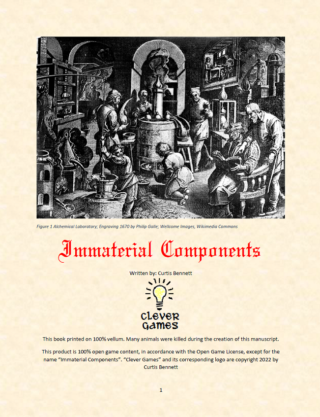 Immaterial Components - Clever Games | DriveThruRPG