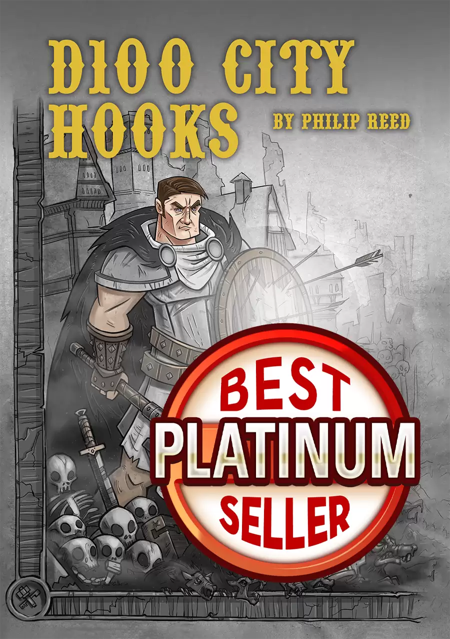 Cover of D100 City Hooks, Fantasy RPG Encounter Ideas
