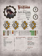 Vulcania The Role-Playing Game Character Sheet