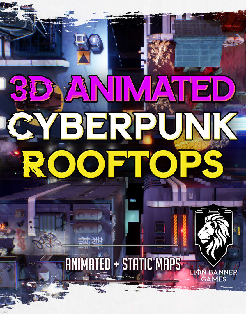 Animated Cyberpunk 4 Rooftops Battlemaps