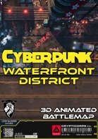Animated Cyberpunk Waterfront District Battlemap