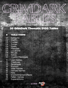 A Collection of Grimdark Tables - BUNDLE of 20 d100 tables for 2000 gaming ideas in Grimdark Settings!