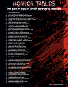 Horror Tables - 100 Signs of Demonic Presence or Possession for Survival and Horror Games