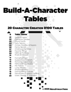 Build-A-Character Tables - BUNDLE of 20 d100 tables for 2000 gaming ideas System and Setting Free Ideas for Character Building