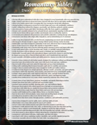 Romantasy Tables - Female Outfits - 100 System and Setting Free Ideas for Dramatic Romance and Fantasy Stories