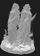 Sisters of Light and Darkness Printable Statue - STL files for fairytale sisters