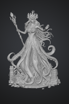 Sea Giant Queen - STL files for underwater merfolk giant warrior woman