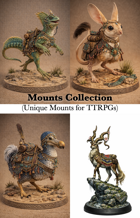 Unique Character Mounts - Dodo Kudu Jerboa Common Basilisk - STL files for fantasy games and stories in desert or wasteland settings