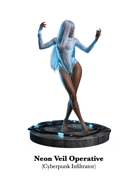 Neon Veil Operative Statue or PC - Infiltrator Rogue Cyberpunk Woman - STL files for fantasy and sci-fi stories