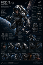 EXOFRAMES OPERATORS - ORION - Mecha Girl Space Orbital Combat Warfare Suit Loadout - STL files for mecha, anime, and sci-fi stories