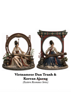 EASTERN RESONANCE – Korean Ajaeng and Vietnamese Dan Tranh - Musician Girl Statue STL 3D printing files