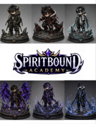 Spiritbound Academy – Animal Totem Boys Collection - set of 6 chibi style animal magic boys characters for anime or adventure stories