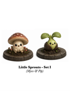 Little Sprouts Set I - Myco the Mushroom and Pip the Sprout - fun humorous characters for your fantasy stories or settings - STL Files