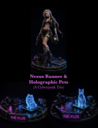 Nexus Runner Statue or PC - Cyberpunk Woman with Holographic Pets - STL files for fantasy and sci-fi stories