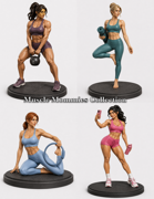 Muscle Mommies Set - 4 Statues or Modern PCs - STL files for modern day stories and adventures yoga pilates crossfit gym girls