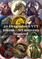 50 Dragonborn VTT tokens - Art nouveau inspired