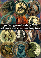 50 Dungeon dwellers VTT tokens - Art nouveau inspired