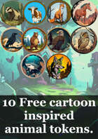 10 Free cartoon inspired animal tokens.