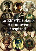 50 Elf VTT tokens - Art nouveau inspired