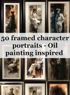 50 framed character portraits - Oil painting inspired