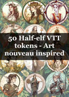 50 Half-elf VTT tokens - Art nouveau inspired