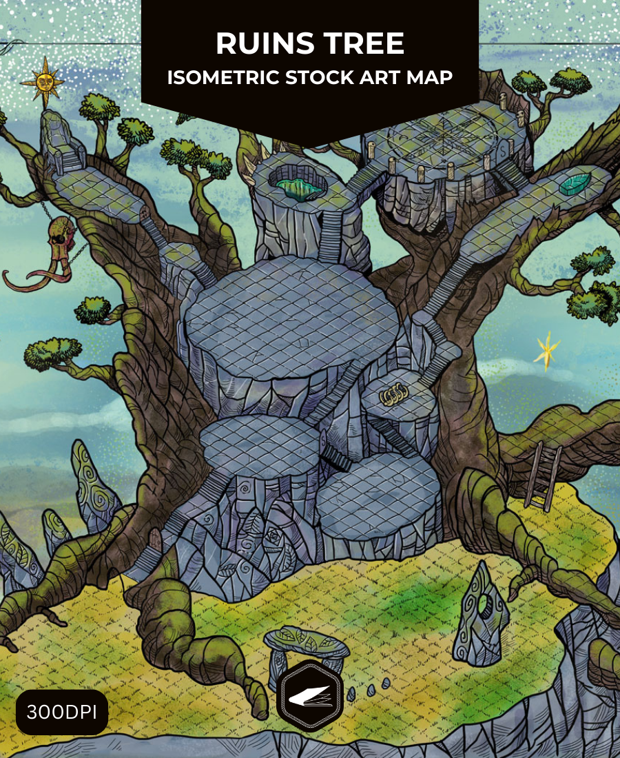 Isometric Ruins Tree Stock Art Map - Fernando Salvaterra | DriveThruRPG