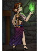 Full Page - Back Brace Elf with Green Fire