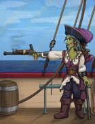 Full Page - Fem Half-Orc Pirate with Cane