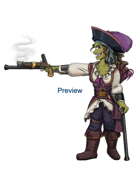 Character Art - Fem Half-Orc Pirate with Cane