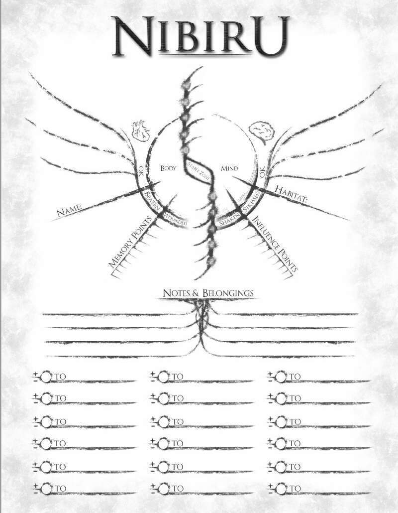 Nibiru Character Sheet (FREE) - Araukana Media | DriveThruRPG