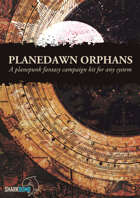 A cover image of a number of concentric astronomical circles overlaid with a white sun and the Planedawn Orphans logo on top of it.