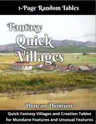Fantasy Quick Villages - One Page Random Tables