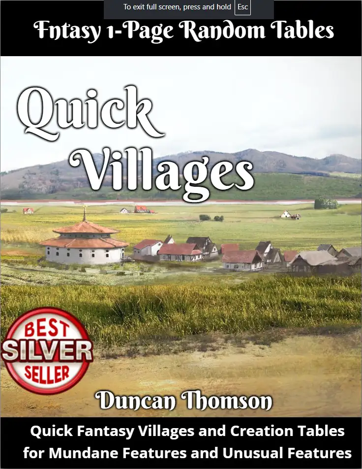 Fantasy Quick Villages - One Page Random Tables - Chaos Gen | 1-Page ...
