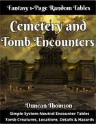 Cemetery and Tomb Encounters - Fantasy One Page Random Tables