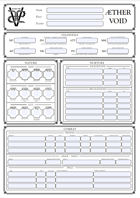 Aether Void Character Sheets (Fillable)