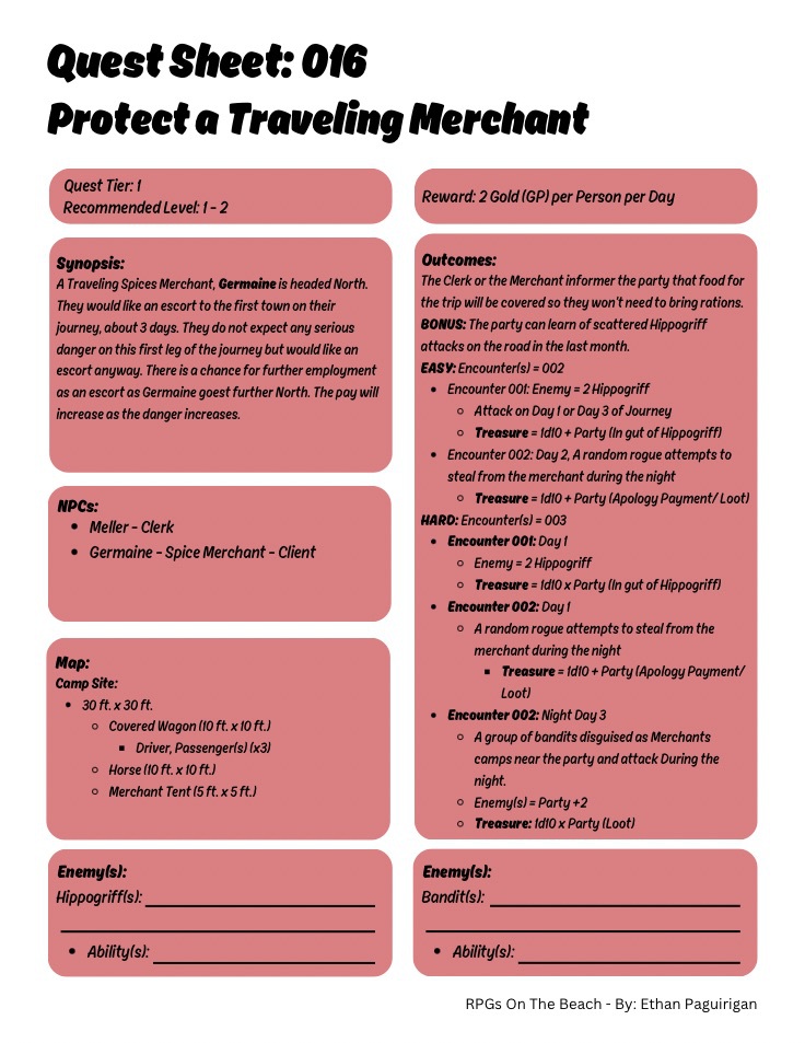 Quest Lab Hey Sheet.pdf Quest Sheet 016 GM Version - RPGs On The Beach | Quest Sheets 11-20 ...