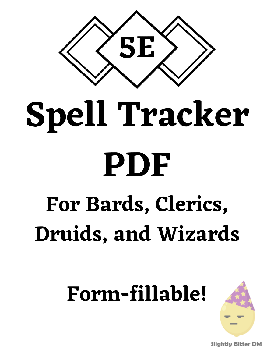 Druid Spell Tracker D&amp;D Spell Tracker Spell Tracker Dnd Spell